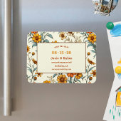 Elegante Wildflower Retro Save the Date Bruiloft Magneet