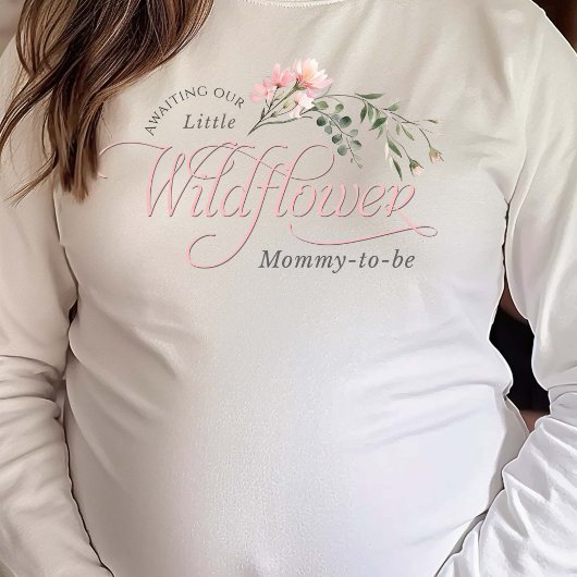 Elegante Wildflower Roze Mama-to-be Douche T-shirt