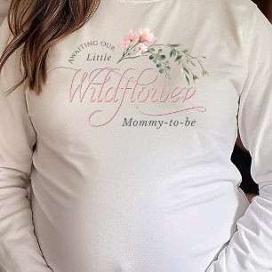 Elegante Wildflower Roze Mama-to-be Douche T-shirt