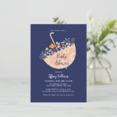 Elegante Wildflower Roze Paraplu Baby shower Kaart (Staand voorkant)