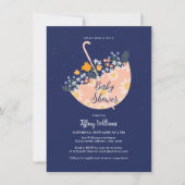 Elegante Wildflower Roze Paraplu Baby shower Kaart (Voorkant)