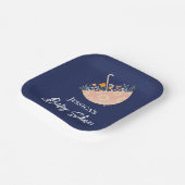 Elegante Wildflower Roze Paraplu Baby shower Papieren Bordje (Gebogen)