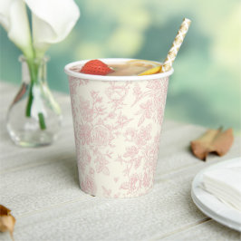 Elegante Wildflower Rozen Blush Roze Bruiloft Papieren Bekers