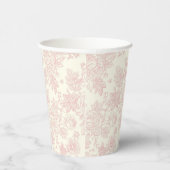 Elegante Wildflower Rozen Blush Roze Bruiloft Papieren Bekers (Rechts)