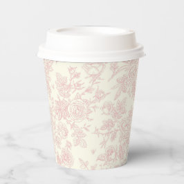 Elegante Wildflower Rozen Blush Roze Bruiloft Papieren Bekers