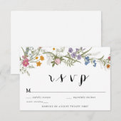Elegante  Wildflower RSVP-behuizingskaart Kaart (Voorkant / Achterkant)