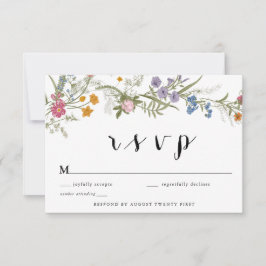 Elegante  Wildflower RSVP-behuizingskaart Kaart