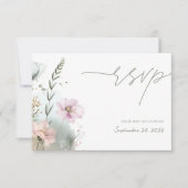 Elegante Wildflower RSVP-kaart | Aquarel Bloemen RSVP Kaartje (Voorkant)