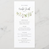 Elegante Wildflower rustieke Boho bruiloft gastnaa Menu (Voorkant)