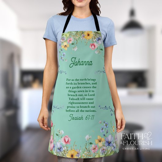 Elegante Wildflower Schrift gepersonaliseerd Schort