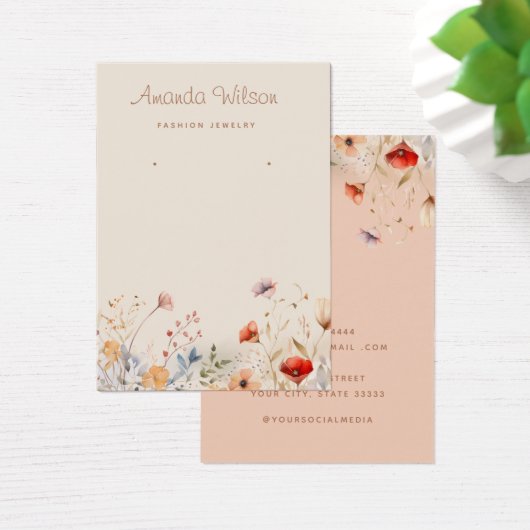Elegante wildflower sieraden oorbel display kaart (Bureau)