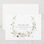 Elegante Wildflower Sla de datum op Save The Date (Voorkant / Achterkant)