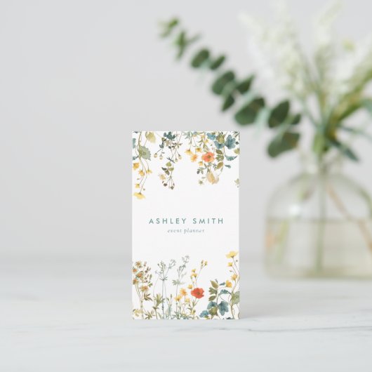 Elegante Wildflower Social Media Visitekaartje (Staand voorkant)