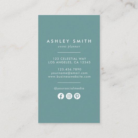 Elegante Wildflower Social Media Visitekaartje (Achterkant)