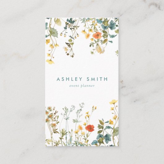 Elegante Wildflower Social Media Visitekaartje (Voorkant)
