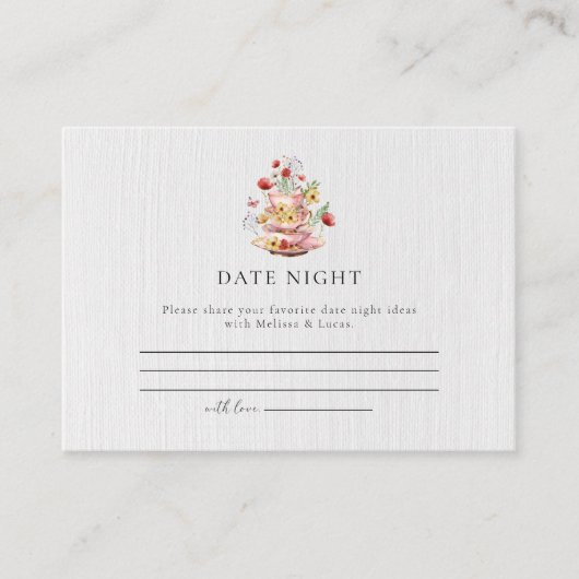 Elegante Wildflower Tea Party Datum Nacht Ideeën Informatiekaartje (Voorkant)