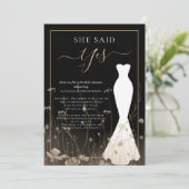 Elegante Wildflower Trouwjurk Vrijgezellenfeest Kaart (Staand voorkant)