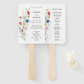Elegante Wildflower Trouwprogramma Hand Fan Handwaaier (Voorkant en achterkant)