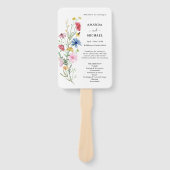 Elegante Wildflower Trouwprogramma Hand Fan Handwaaier (Voorkant)