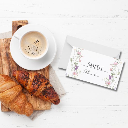 Elegante Wildflower Trouwtafel Placeholder Kaart Plaatskaartje