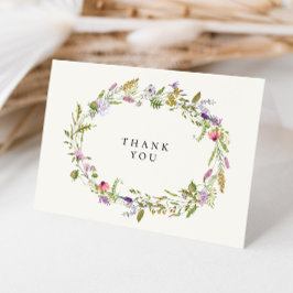 Elegante Wildflower Tuin Krans Bruiloft Bedankkaart