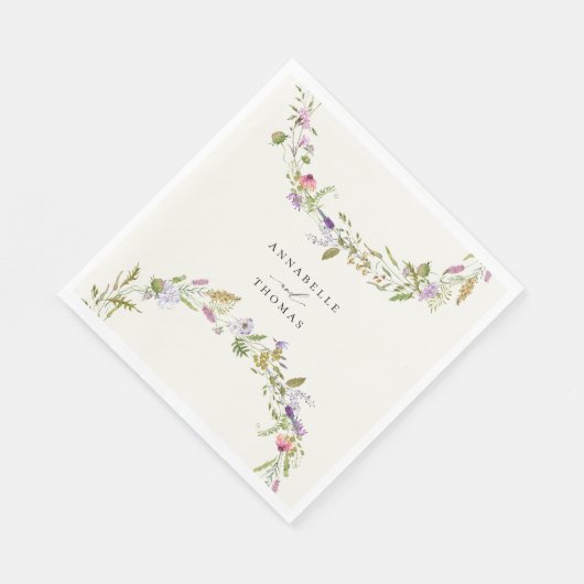 Elegante Wildflower Tuin Krans Bruiloft Servet (Hoek)