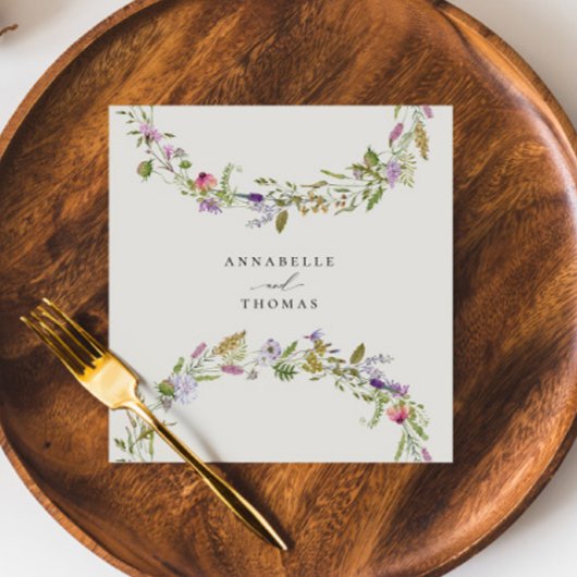 Elegante Wildflower Tuin Krans Bruiloft Servet