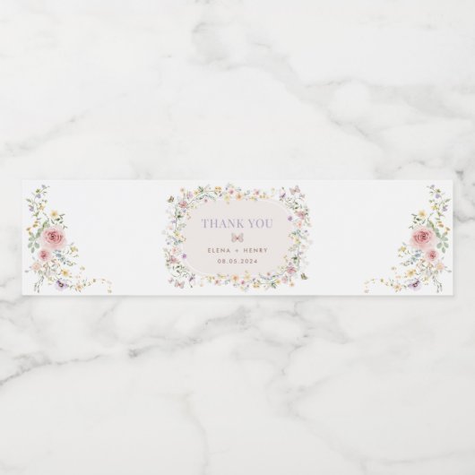 Elegante Wildflower Tuin Sprookje Huwelijksgunsten Waterfles Etiket (Enkel label)