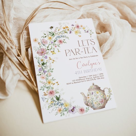 Elegante Wildflower Tuin Thee Party Meisje Verjaar Kaart