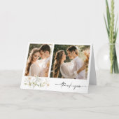 Elegante Wildflower Twee foto bruiloft dank u Bedankkaart (Voorkant)