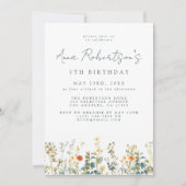 Elegante Wildflower Verjaardag Kaart (Voorkant)