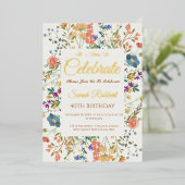 Elegante Wildflower Verjaardag Uitnodiging (Staand Voorkant)