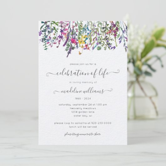 Elegante Wildflower Viering van het Leven Begrafen (Staand voorkant)