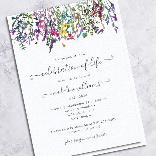 Elegante Wildflower Viering van het Leven Begrafen