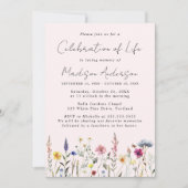 Elegante Wildflower Viering van het Leven Begrafen Kaart (Voorkant)