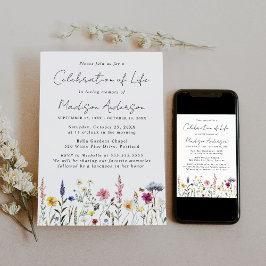 Elegante Wildflower Viering van het Leven Begrafen Kaart