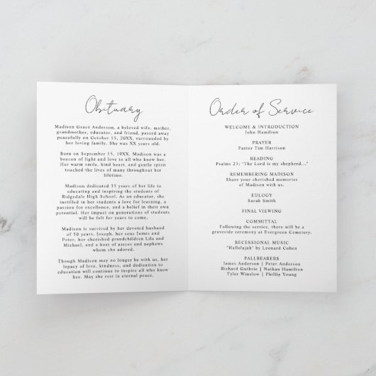 Elegante Wildflower Viering van het Leven Begrafen Programma (Binnen)