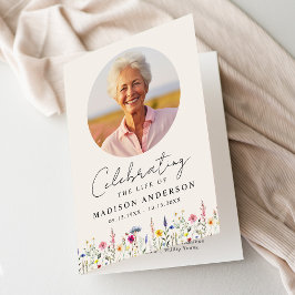 Elegante Wildflower Viering van het Leven Begrafen Programma