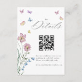 Elegante Wildflower Vlinder bruiloft details Informatiekaartje (Voorkant)