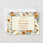 Elegante Wildflower Warme Leuke jaren '70 Esthetis Save The Date (Voorkant)
