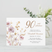 Elegante Wildflower Waterverf 90ste Verjaardagsfee Kaart (Staand voorkant)