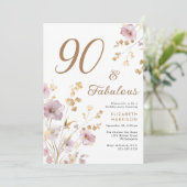 Elegante Wildflower Waterverf 90ste Verjaardagsfee Kaart (Staand voorkant)