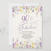 Elegante Wildflower Waterverf 90ste Verjaardagsfee Kaart (Voorkant)