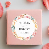 Elegante Wildflower Waterverf Aangepaste Bruiloft Ronde Sticker