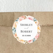 Elegante Wildflower Waterverf Aangepaste Bruiloft Ronde Sticker