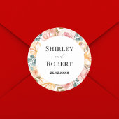 Elegante Wildflower Waterverf Aangepaste Bruiloft Ronde Sticker