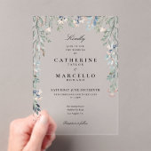 Elegante Wildflower Waterverf Bloemen Bruiloft Acryl Uitnodigingen (Insitu (Draagbaar))