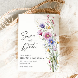 Elegante Wildflower Waterverf Bloemen Bruiloft Save The Date