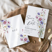 Elegante Wildflower Waterverf Bloemen Bruiloft Save The Date