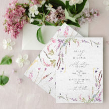 Elegante Wildflower Waterverf Modern Wedding